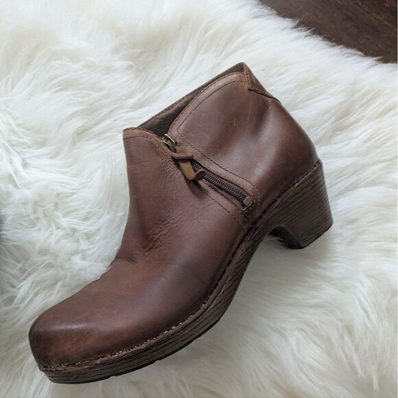 Dansko Max Brown Leather Booties Brown Leather Ankle Boots 40 9.5 - Picture 2 of 7